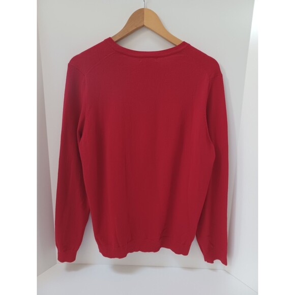 Vintage Land's End Red Preppy 90s V-Neck Pullover Sweater Mens Large - Picture 3 of 7